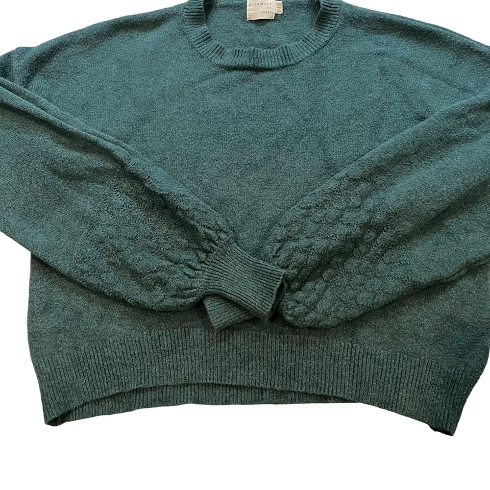 Dreamers by Debut Crewneck Cropped Green Sweater, Sz XS - Picture 10 of 14